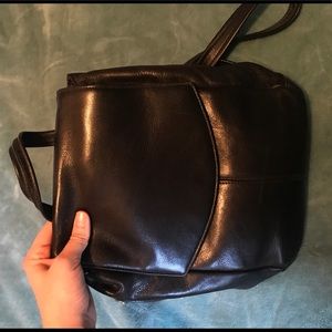 Williams Sonoma Black Leather Backpack